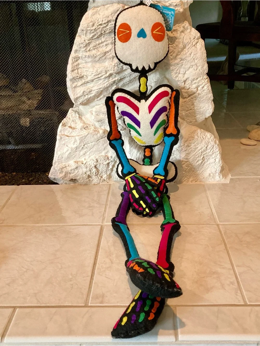 NWT Dia de los Muertos felted rainbow hanging skeleton